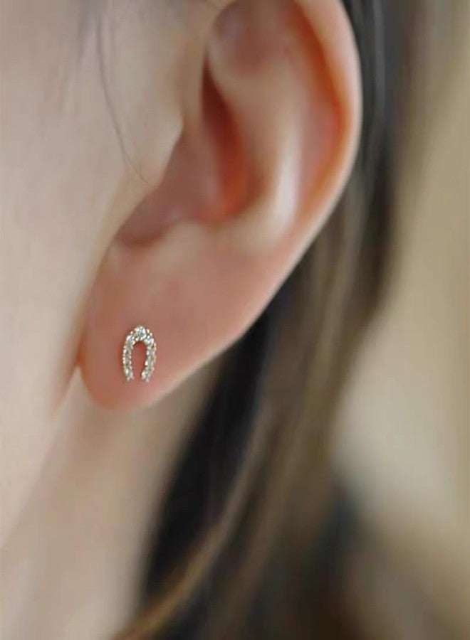 Cykdohy Lucky Horseshoe Small Stud Earrings for Women Dainty Elegant Good Luck U Shape Tiny Mini Cute Fashion Jewelry Animal Horse Lover (Gold-tone) - Image 4